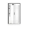 AURLANE - Cabine de Douche Rectangle 115x90 - Colonne Thermostatique Noire et Receveur Haut Effet Pierre - vignette