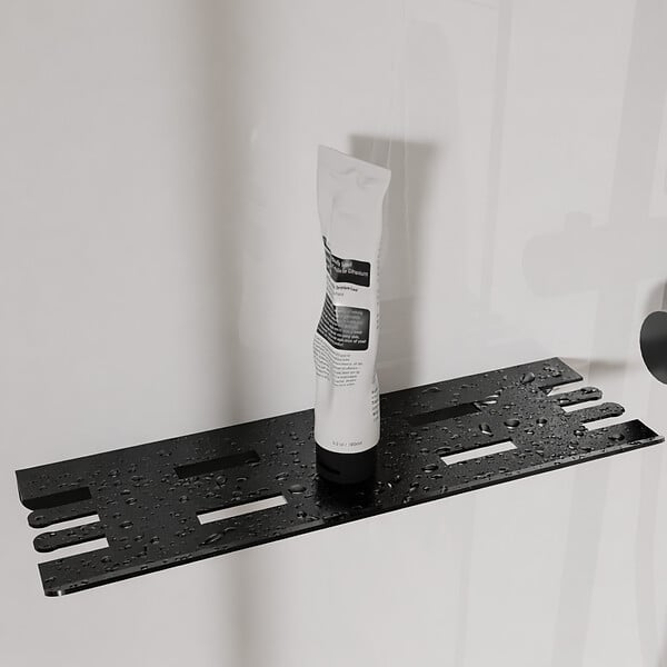 AURLANE - Cabine de Douche Carrée 90x90 - Colonne Thermostatique Noire et Receveur Bas Effet Pierre - large