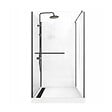 AURLANE - Cabine de Douche à l'Italienne 120x90 - Colonne Thermostatique Noire et Receveur Haut Effet Pierre - vignette