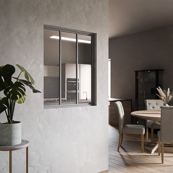 MON MARCHE DECO - Verrière 3 Carreaux - Déjà Montée - Gris - large