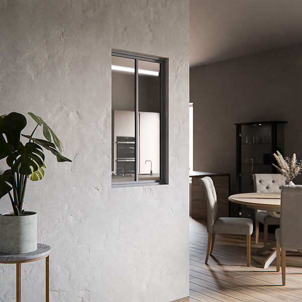 MON MARCHE DECO - Verrière 2 Carreaux - Déjà Montée - Gris - large