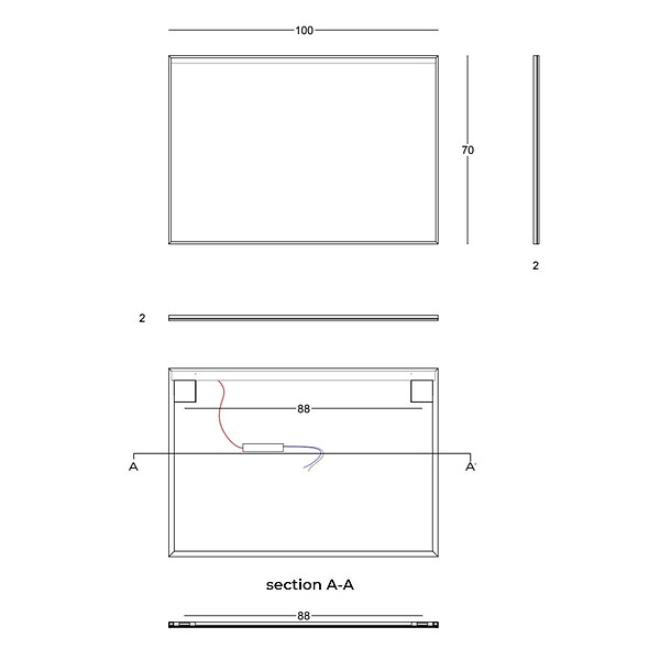 KIAMAMI VALENTINA - Miroir 100X70 Avec Bandeau Rétro-Éclairé Par Led - large