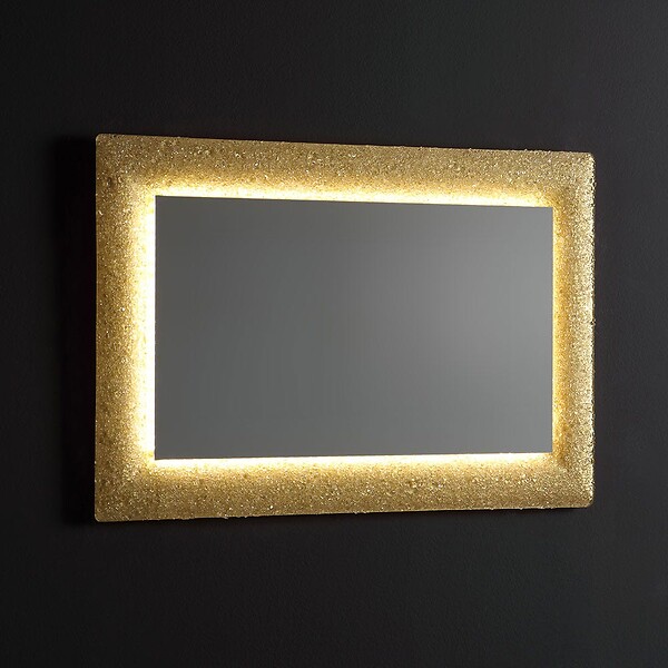 KIAMAMI VALENTINA - Miroir Avec Cadre En Verre Coulé Avec Grain D'or Réversible 90X62 - large