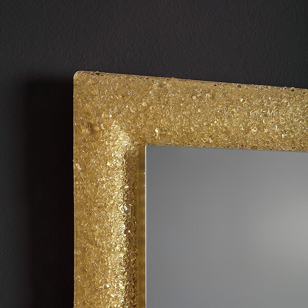 KIAMAMI VALENTINA - Miroir Avec Cadre En Verre Coulé Avec Grain D'or Réversible 90X62 - large
