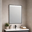 KIAMAMI VALENTINA - Miroir De Salle De Bain 50X70 Avec Bande Rétro-Éclairée Par Led Cadre Noir Mat - vignette