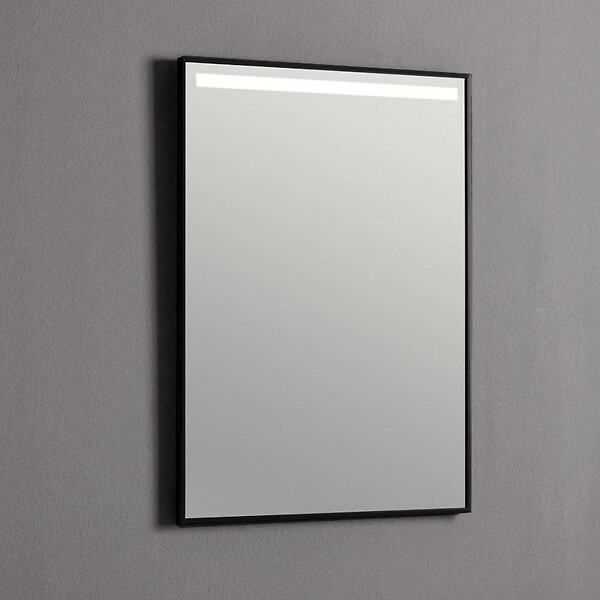 KIAMAMI VALENTINA - Miroir De Salle De Bain 50X70 Avec Bande Rétro-Éclairée Par Led Cadre Noir Mat - large