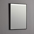 KIAMAMI VALENTINA - Miroir De Salle De Bain 50X70 Avec Bande Rétro-Éclairée Par Led Cadre Noir Mat - vignette