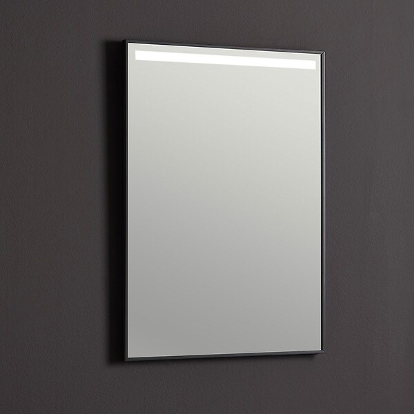 KIAMAMI VALENTINA - Miroir De Salle De Bain 50X70 Avec Bande Rétro-Éclairée Par Led Cadre Noir Mat - large