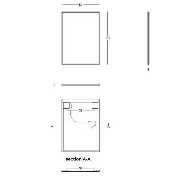 KIAMAMI VALENTINA - Miroir De Salle De Bain 50X70 Avec Bande Rétro-Éclairée Par Led Cadre Noir Mat - large