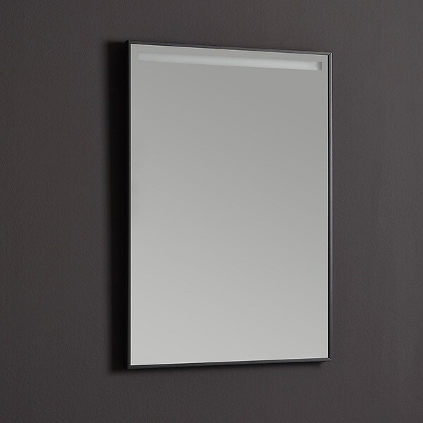 KIAMAMI VALENTINA - Miroir De Salle De Bain 50X70 Avec Bande Rétro-Éclairée Par Led Cadre Noir Mat - large