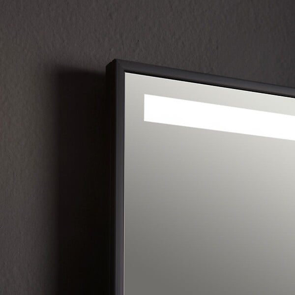 KIAMAMI VALENTINA - Miroir De Salle De Bain 50X70 Avec Bande Rétro-Éclairée Par Led Cadre Noir Mat - large