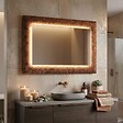 KIAMAMI VALENTINA - Miroir Avec Cadre En Perles De Verre Coulé Bronze Et Leds Intégrées 90X62 - vignette
