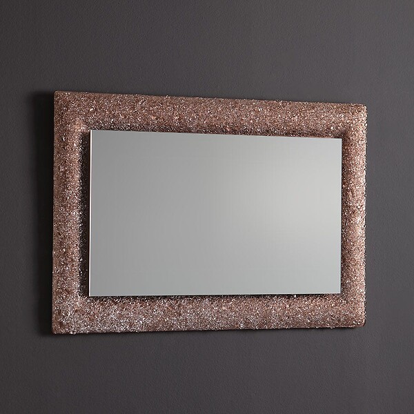 KIAMAMI VALENTINA - Miroir Avec Cadre En Perles De Verre Coulé Bronze Et Leds Intégrées 90X62 - large