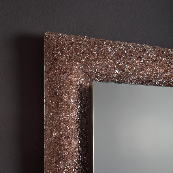 KIAMAMI VALENTINA - Miroir Avec Cadre En Perles De Verre Coulé Bronze Et Leds Intégrées 90X62 - large