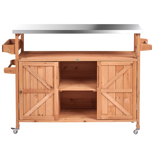 BELIANI - Ilot de cuisine extérieure SCANNO Marron clair Bois de sapin - large