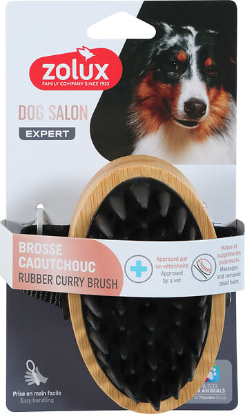 ZOLUX - Brosse étrille caoutchouc chien - Marron - Dog Salon Expert - large