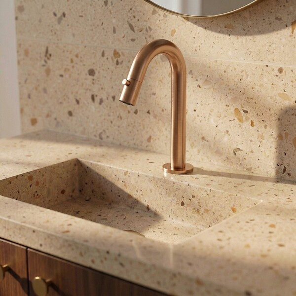 ESSEBAGNO - Indus robinet lave-mains cuivre brossé eau froide - large