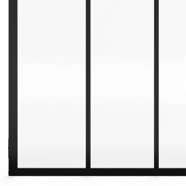 ID MARKET - Verrière atelier 3 vitrages L. 93 x H. 108 cm en métal noir et verre trempé - large
