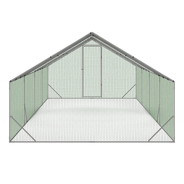 ID MARKET - Enclos poulailler 24 m² parc grillagé 8x3 M acier galvanisé - large