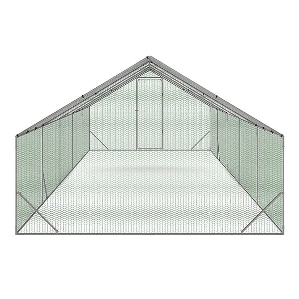 ID MARKET - Enclos poulailler 30m² parc grillagé 10 x 3 M acier galvanisé - large