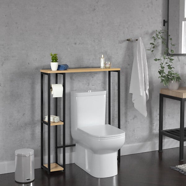 ID MARKET - Meuble dessus WC avec placard DETROIT design industriel - large