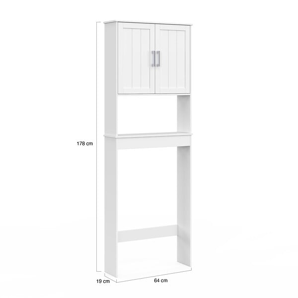 ID MARKET - Meuble étagère dessus WC WALDO placard bois blanc - large
