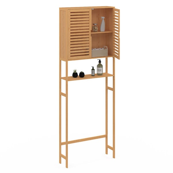 ID MARKET - Meuble étagère dessus WC placard bambou BEA - large