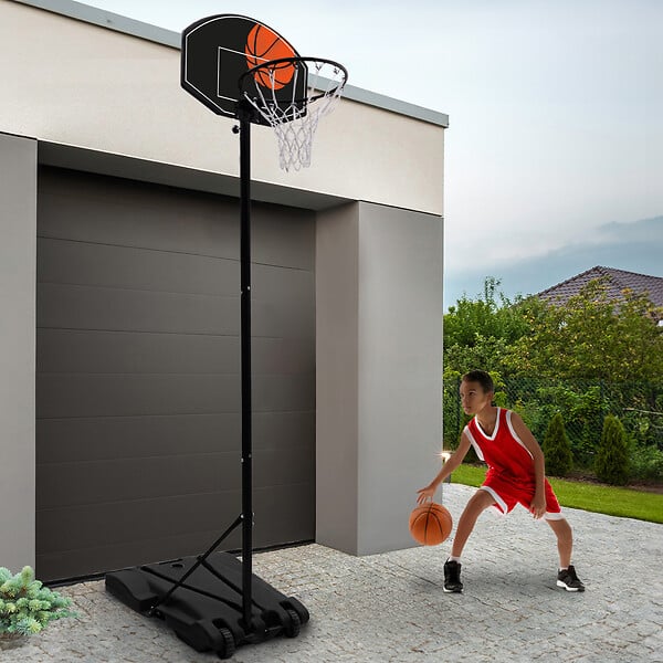 ID MARKET - Panier de basket sur pied hauteur réglable 240 à 305 cm - large