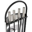 ID MARKET - Ensemble serviteur de cheminée noir inox 5 éléments pelle balai tisonnier pince avec support - vignette