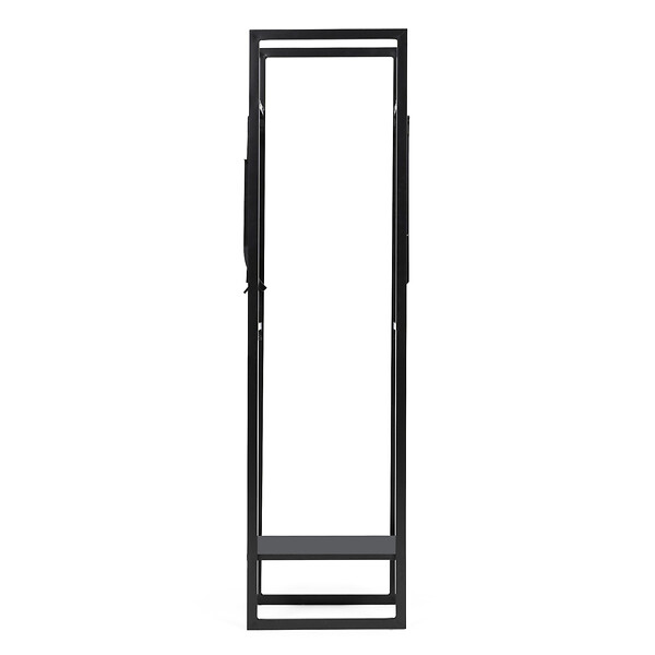 ID MARKET - Range bûches vertical acier noir avec étagère et accessoires H. 170 CM pour cheminée - large