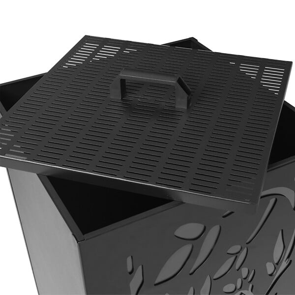 ID MARKET - Réservoir à granulés 55 kg noir rangement à pellets 36 x 36 x 87 cm - motif floral - large