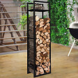ID MARKET - Range bûches vertical acier noir avec étagère H.170 CM pour cheminée - vignette