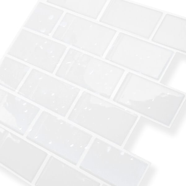 ID MARKET - Crédence adhésive murale effet carrelage métro blanc 10 pcs 30x30 cm - large