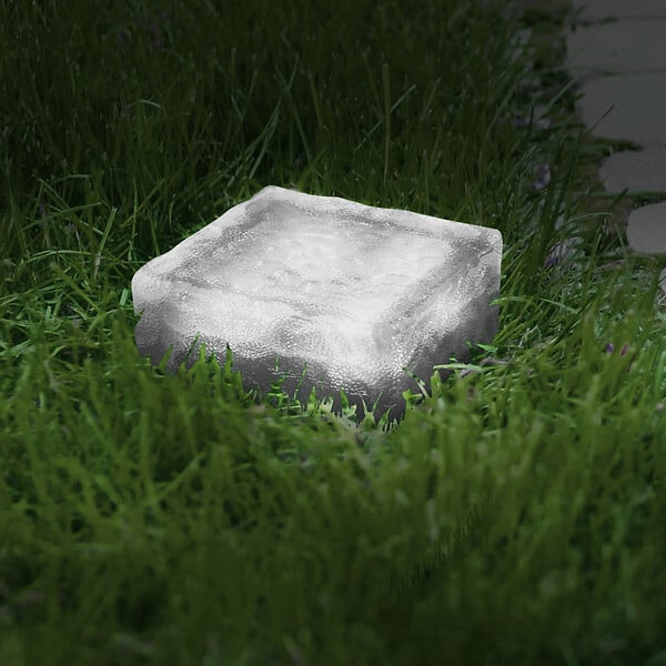 ID MARKET - Lot de 8 pavés solaires en verre 4 LEDS blanches éclairage de jardin - large