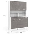 ID MARKET - Buffet de cuisine 120 CM CINA 6 portes + tiroir blanc et effet béton - vignette
