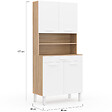 ID MARKET - Buffet de cuisine 80 CM CINA 4 portes + tiroir façon hêtre et blanc - vignette