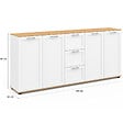 ID MARKET - Buffet 180 cm VITO XXL 4 portes avec 3 tiroirs bois et blanc - vignette