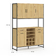 ID MARKET - Buffet de cuisine 120 CM DETROIT 5 portes + tiroirs + range-bouteilles design industriel - vignette