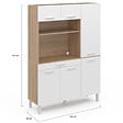 ID MARKET - Buffet de cuisine avec colonne de rangement 120 CM CINA 6 portes + tiroir façon hêtre et blanc - vignette