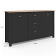 ID MARKET - Buffet 130 cm ISIS campagne 2 portes et 3 tiroirs bois et noir - vignette