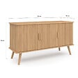 ID MARKET - Buffet 110 cm JULIETTE 3 portes lattes tasseau bois coloris chêne - vignette