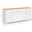 ID MARKET - Buffet 180 cm WASHINGTON XXL 4 portes et 1 tiroir bois et blanc - vignette