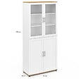 ID MARKET - Meuble armoire colonne salle de bain VITO 4 portes dont 2 vitrées blanc et bois - vignette