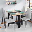 ID MARKET - Table console pliable EDI 2-4 personnes bois noir plateau façon hêtre 103 x 76 cm - vignette