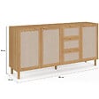 ID MARKET - Buffet 160 cm ROBIN 4 portes bois et effet lin - vignette