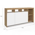 ID MARKET - Buffet 140 cm MALO bois façon hêtre et portes blanches - vignette
