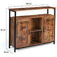 ID MARKET - Buffet 100 cm DAYTON  2 portes avec étagères effet vieilli design industriel - vignette