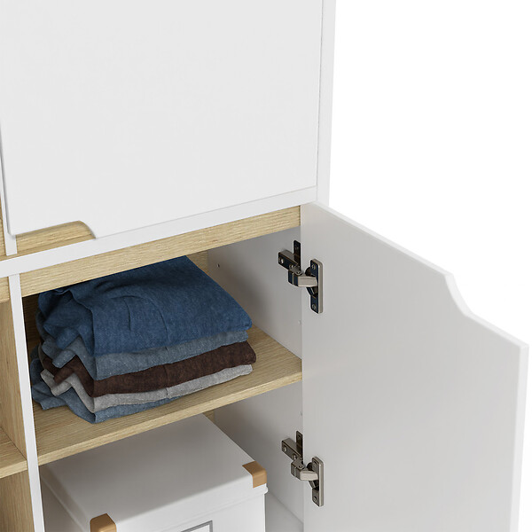 ID MARKET - Meuble de rangement 4 portes HELSINKI scandinave blanc - large