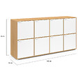 ID MARKET - Buffet casier 139 cm CASSIE 8 portes blanc et bois - vignette