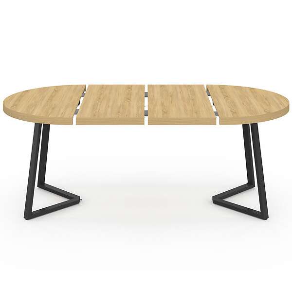 ID MARKET - Table à manger extensible ronde SELMA 4-10 personnes bois et noir 110-200 cm - large